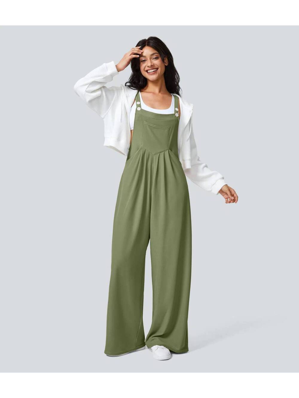 Halara Waffle Casual Overalls with Pockets Size [L Tall]